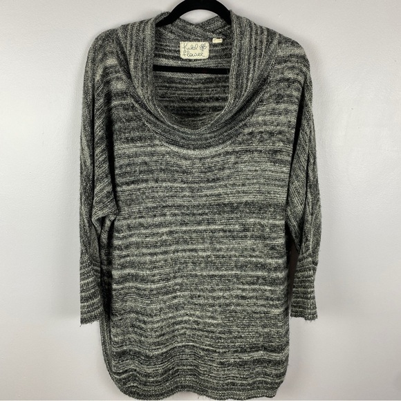 Field Flower Cowl Neck Cotton Blend Knit Sweater Medium Heathered Grey - Picture 2 of 14